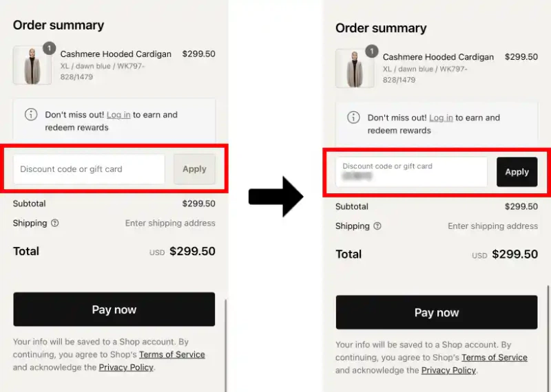 고비캐시미어 블랙프라이데이 할인코드 사용 방법