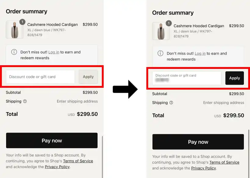고비캐시미어 블랙프라이데이 할인코드 사용 방법