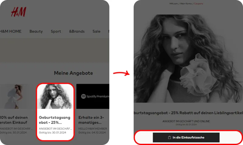 H&M 생일쿠폰 발급 방법(독일)