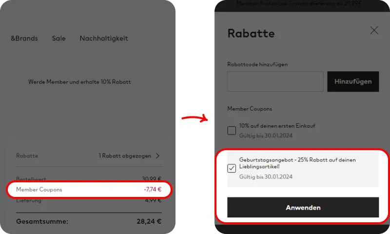 H&M 생일쿠폰 발급 방법(독일)