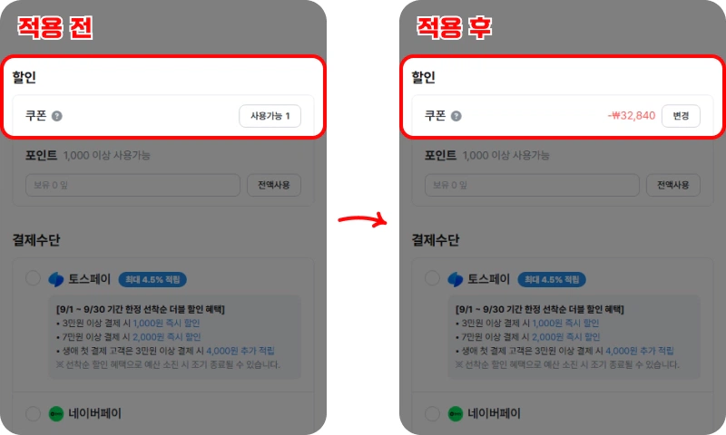 할인쿠폰 사용방법