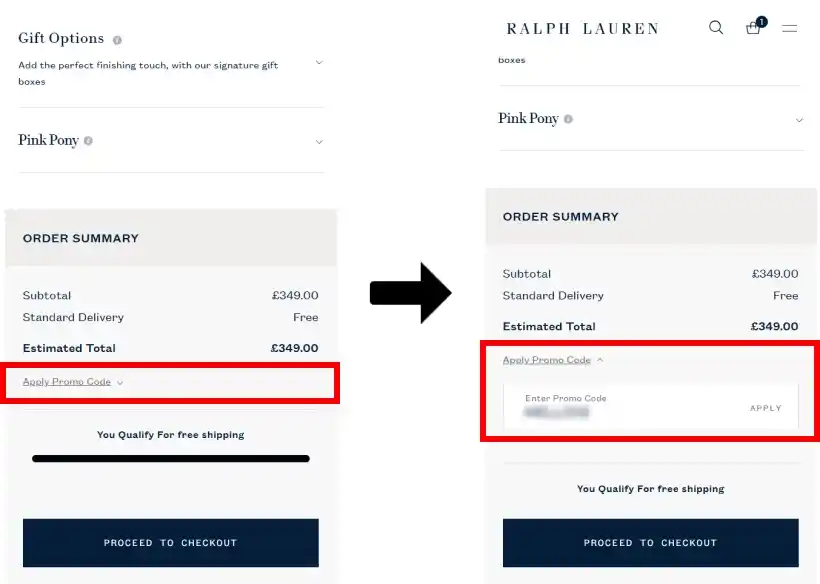랄프로렌  할인코드 사용법